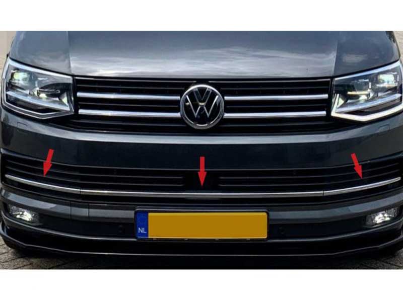 Chrome strip ondergrill 3 delig VW Transporter T6