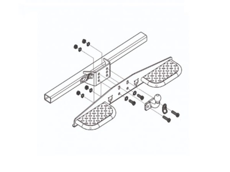 dubbele achteropstap zwart bevestiging aan trekhaak dubbele achteropstap zwart bevestiging aan trekhaak