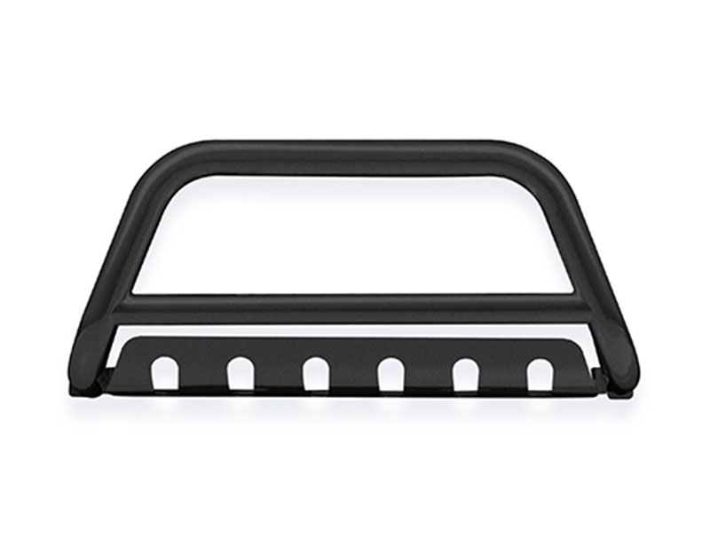 pushbar_st21_skidplate-vrijstaand Bullbar RVS met skidplate Zwart