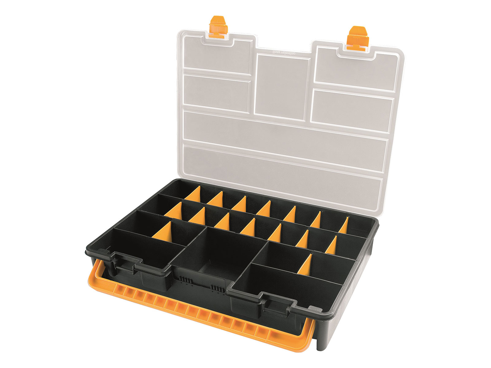 Robuuste opbergkoffer met vakverdeling vrij open